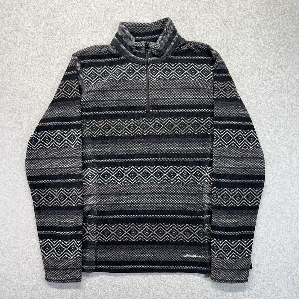 Eddie Bauer Women’s Large 1/4 Zip Fleece Pullover Long Sleeve Aztec Pattern AOP